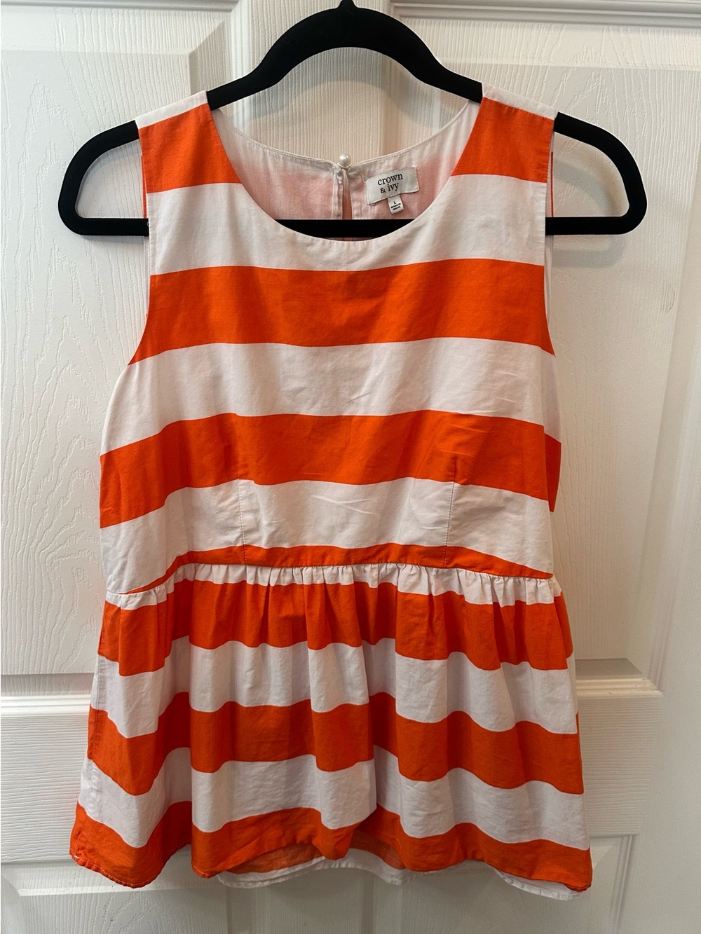 crown & ivy Orange and White Striped Sleeveless Girls Tank Top